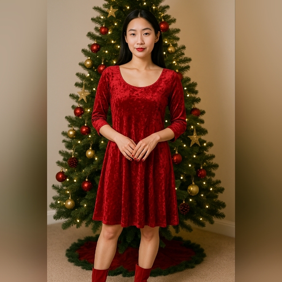 ee:some red velvet dress - size small - Picture 2 of 7